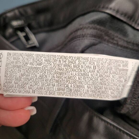 Forever 21 Black Faux Leather 70s Disco Retro Flare Pants Jeans - Picture 9 of 11